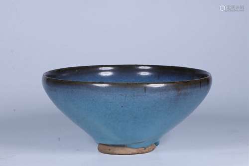 JUN WARE BLUE AND PURPLE GLAZED CONICAL BOWL