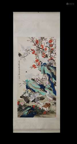 BIRD FLOWER SCROLL