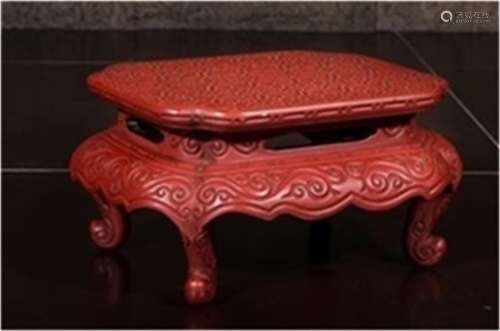 A Chinese Carved Tixi Lacquer Base