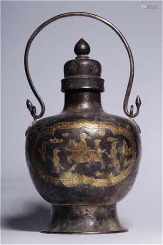 A Chinese Gilt Silver Container