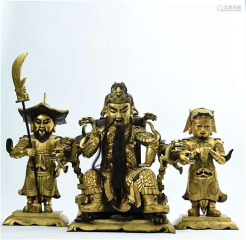 A Set of Chinese Gilt Bronze Figure Statues