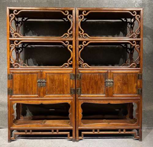 A Pair of Chinese Carved Hardwood Cabinets