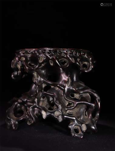 A Chinese Carved Hardwood Base