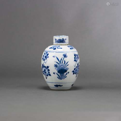 A CHINESE BLUE AND WHITE JAR WITH COVER