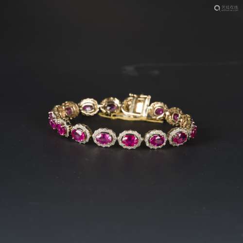 A RUBY & DIAMOND BRACELET, AIG CERTIFIED