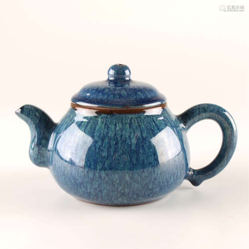 葛明祥造海鼠釉紫砂茶壶