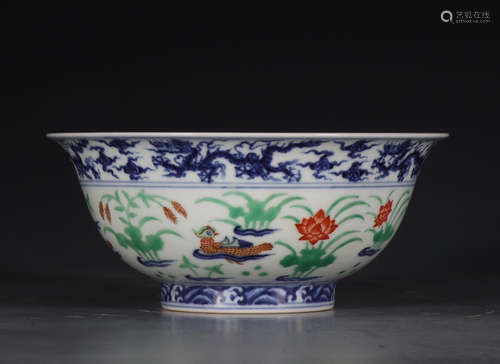 XUANDE MARK, CHINESE DOUCAI DRAGON BOWL