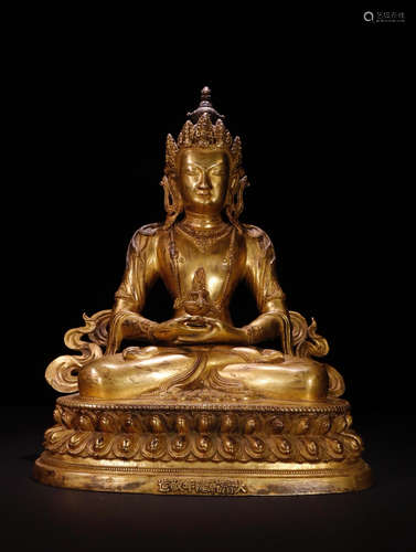 CHINESE GILT BRONZE BUDDHA