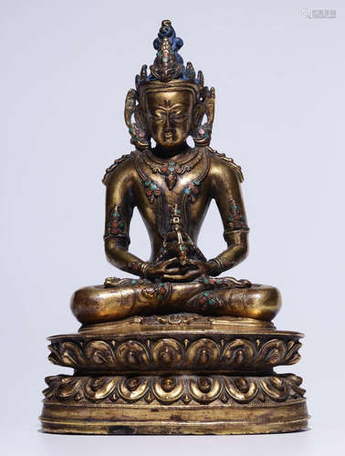 CHINESE GILT BRONZE BUDDHA