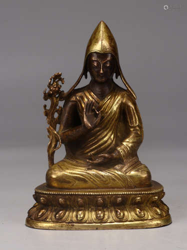 CHINESE GILT BRONZE BUDDHA