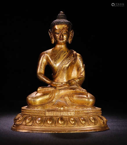 CHINESE GILT BRONZE BUDDHA