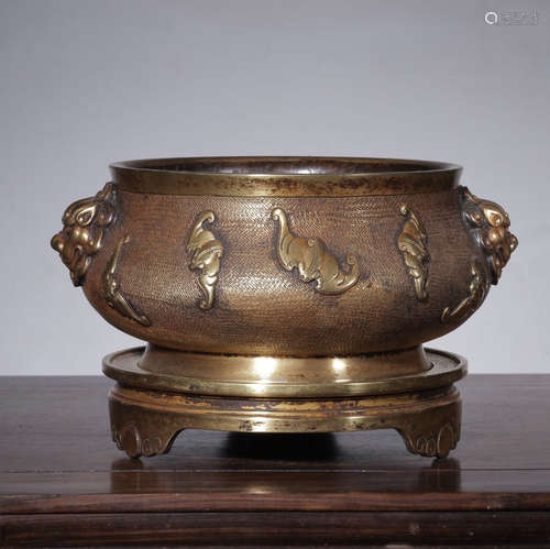 WUBANGZUO MARK, CHINESE GILT BRONZE CENSER