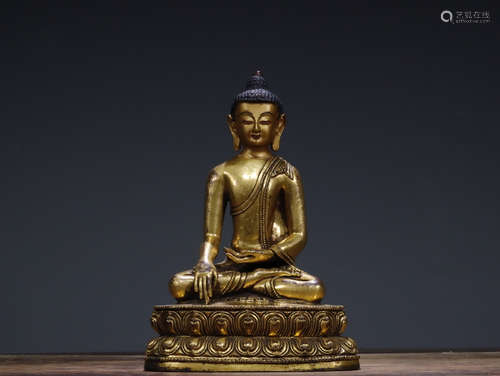 CHINESE GILT BRONZE BUDDHA