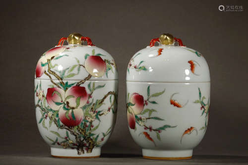 YONGZHENG MARK, PAIR OF CHINESE FAMILLE ROSE JAR