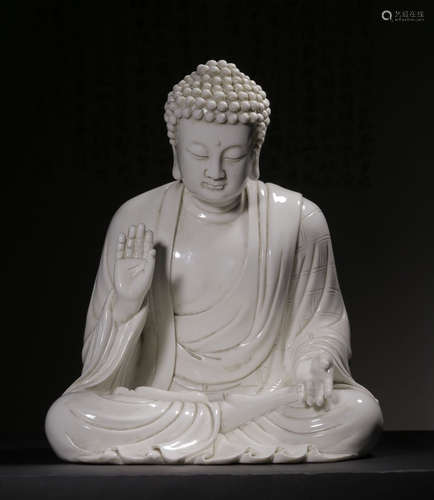 HECHAOZONG MARK, CHINESE WHITE GLAZED BUDDHA ORNAMENT