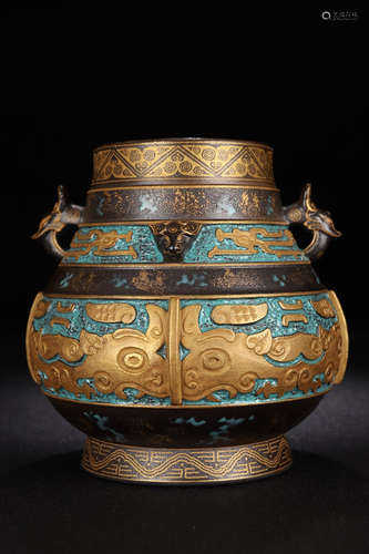 CHINESE BRONZE GLAZED VASE