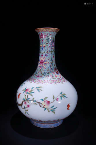 QIANLONG MARK, CHINESE FAMILLE ROSE VASE