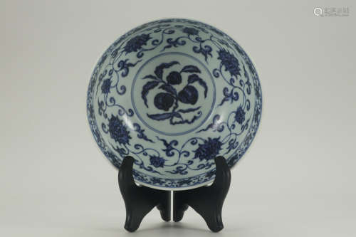 XUANDE MARK, CHINESE BLUE & WHITE TRI-COLORED BOWL