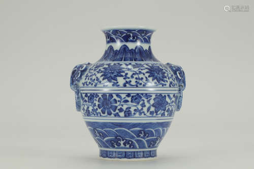 QIANLONG MARK, CHINESE BLUE & WHITE VASE