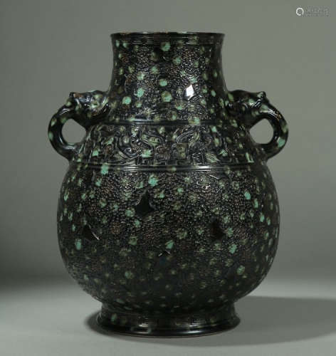 QIANLONG MARK, CHINESE INK COLORED VASE