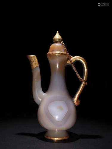 CHINESE AGATE WINE POT