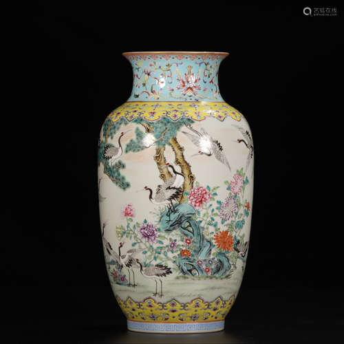 QIANLONG MARK, CHINESE GILT FAMILLE ROSE VASE