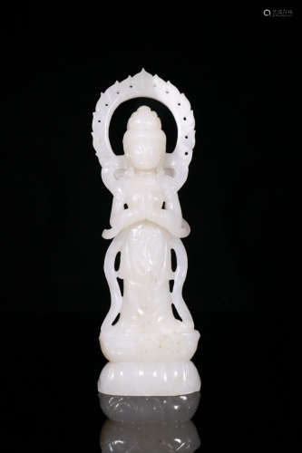 CHINESE CARVED HETIAN JADE BUDDHA ORNAMENT