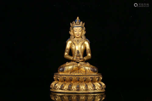 CHINESE GILT BRONZE BUDDHA