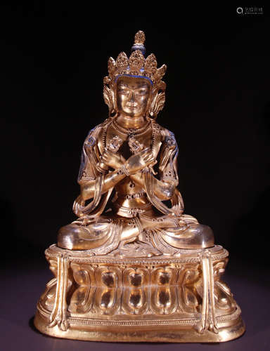 CHINESE GILT BRONZE BUDDHA