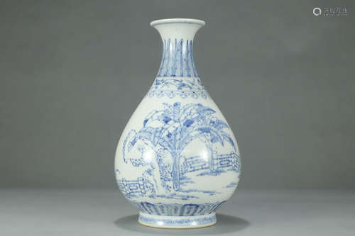 QIANLONG MARK, CHINESE BLUE & WHITE VASE