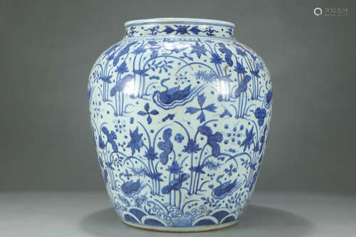 JIAJING MARK, CHINESE BLUE & WHITE JAR