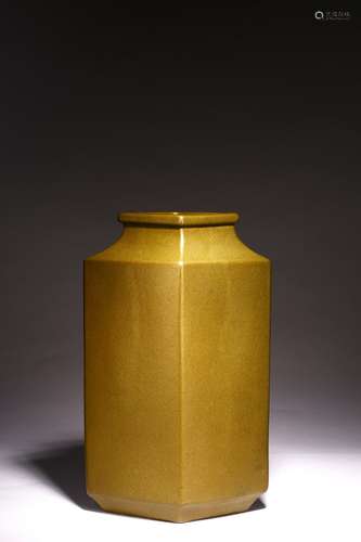 A CHINESE TEA-DUST GLAZED RHOMBUS SHAPED VASE