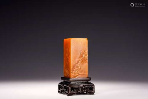 A CHINESE RECTANGULAR SHOUSHAN CARVED SEAL