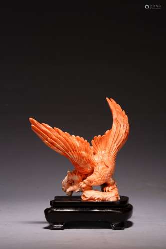 A CHINESE CORAL 'EAGLE' CARVING