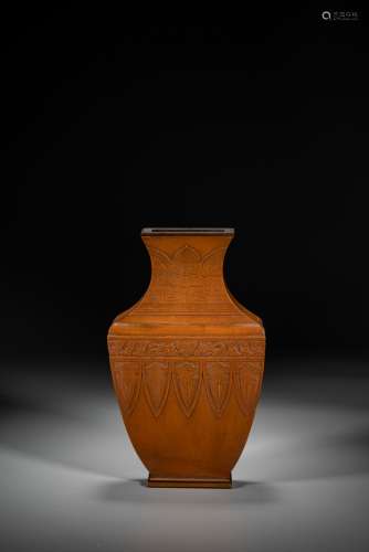 A CHINESE BAMBOO VENEER WALL VASE