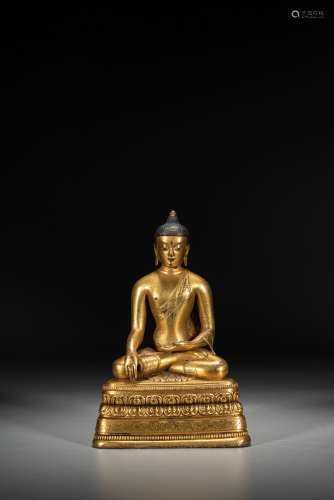 A GILT BRONZE FIGURE OF ZANABAZAR BODHISATTVA