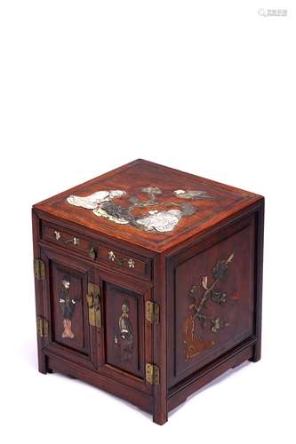 A CHINESE HARDWOOD INLAID TABLE CABINET