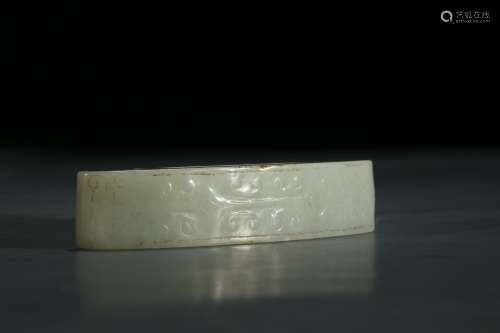 A WHITE JADE CARVED SWORD SLIDE