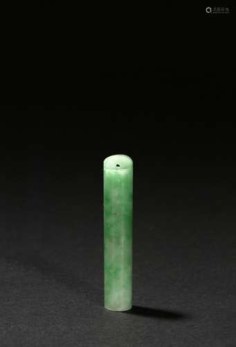 A JADEITE CARVED TUBE PENDANT