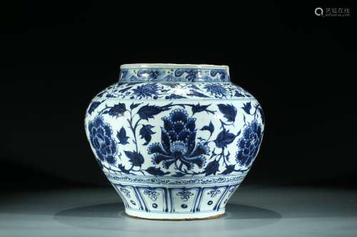 A CHINESE BLUE AND WHITE 'PEONIES' JAR