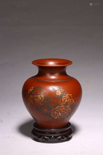 A CHINESE YIXING 'BIRD AND FLOWERS' JAR