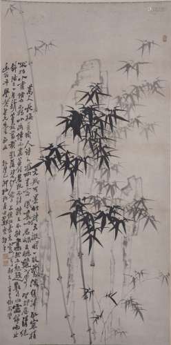 AN INK ON PAPER 'BAMBOO' PAINTING, ZHENG XIE