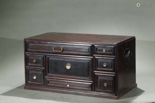 A ZITAN CARVED TABLE CABINET