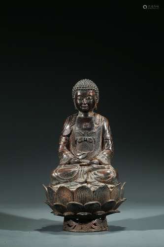 A CHINESE BRONZE FIGURE OF SEATED AMITABHA