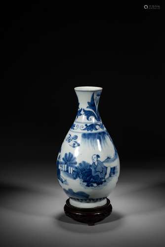 A CHINESE BLUE AND WHITE 'FIGURES' VASE