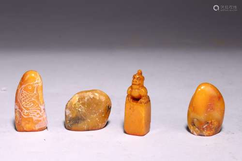 A GROUP OF FOUR SHOUSHAN STONE SEALS