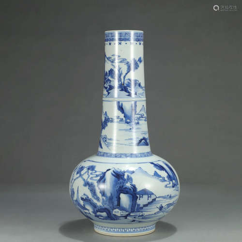 A BLUE AND WHITE FIGURES PORCELAIN VASE