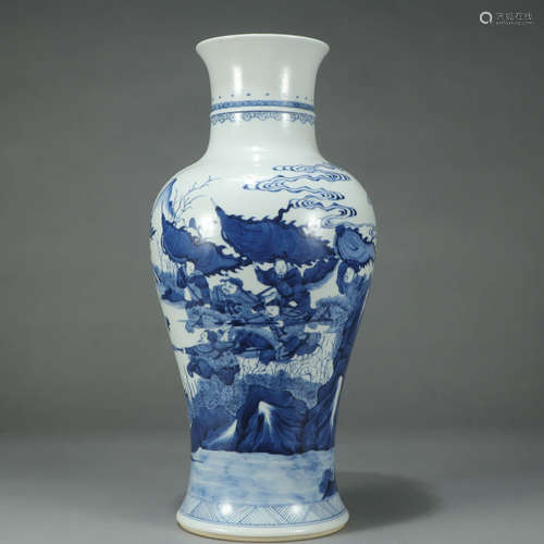 A BLUE AND WHITE FIGURES PORCELAIN VASE