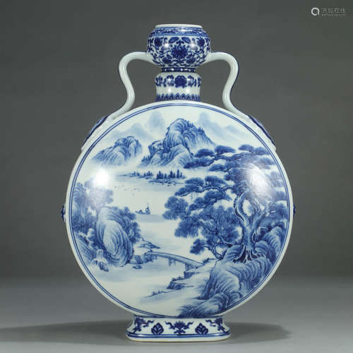 A BLUE AND WHITE LANDSCAPE PORCELAIN VASE