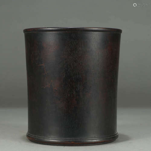 A RED SANDALWOOD BRUSH POT